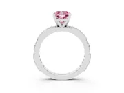Cushion Cut Vintage Pavé Engagement Ring Setting for a Fancy Pink Lab-Grown Diamond | White Gold