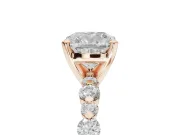Cushion Cut Pavé Solitaire Engagement Ring Setting | Alternating Accents | Rose Gold