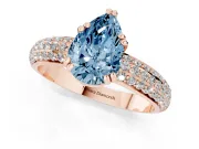 Pear-Shaped Three Row Pave Engagement Ring Setting for a Fancy Blue Lab-Grown Diamond | Rose Gold
