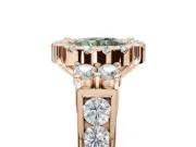 Round Halo Engagement Ring Setting for a Fancy Green Lab-Grown Diamond | Side Clusters | Rose Gold