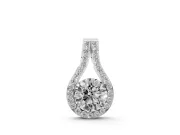 Round Lab-Grown Diamond Teardrop Halo Pendant Necklace | Split Pavé Bail | White Gold