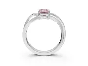 Emerald Cut Bypass Solitaire Engagement Ring Setting for a Fancy Pink Lab-Grown Diamond | Pavé Strands | Sterling Silver