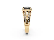 Princess Cut Halo Engagement Ring Setting for a Black Center | Pavé Split Shank | Yellow Gold