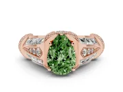 Pear-Shaped Vintage Milgrain Engagement Ring Setting for a Fancy Green Lab-Grown Diamond | Hidden Halo | Rose Gold