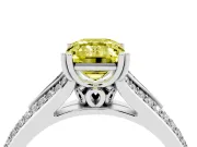 Emerald Cut Split Shank Engagement Ring Setting for a Fancy Yellow Lab-Grown Diamond | Pave Band | Sterling Silver