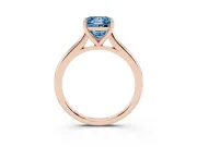 Fancy Blue Princess Cut Diamond Solitaire Ring Set in Rose gold with Cathedral Band and Prong Setting