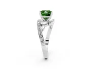 Fancy Green Princess Cut Diamond Solitaire Ring Set in White gold with Pavé Twist Band and Secure Prong Setting