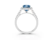 Princess Cut Halo Engagement Ring Setting for a Fancy Blue Lab-Grown Diamond | Pave Shoulders | Sterling Silver