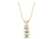 Round Lab-Grown Diamond Three-Stone Open Loop Pendant Necklace | V-Shaped Bail | Yellow Gold