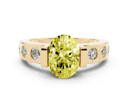 Oval Tension Style Engagement Ring Setting for a Fancy Yellow Lab-Grown Diamond | Yellow Gold