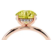 Round Micro-Prong Hidden Halo Engagement Ring Setting for a Fancy Yellow Lab-Grown Diamond | Plain Band | Rose Gold