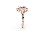 Pear-Shaped Double Halo Split Shank Engagement Ring Setting | Pavé Shoulders | Rose Gold