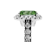 Emerald Cut Accented Halo Engagement Ring Setting for a Fancy Green Lab-Grown Diamond | Platinum