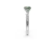 Cushion Cut Graduated Solitaire Engagement Ring Setting for a Fancy Green Lab-Grown Diamond | White Gold