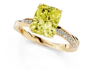 Radiant Cut Twisted Pave Engagement Ring Setting for a Fancy Yellow Lab-Grown Diamond | Ribbon Band | Yellow Gold