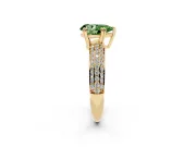 Pear-Shaped Three Row Pave Engagement Ring Setting for a Fancy Green Lab-Grown Diamond | Yellow Gold