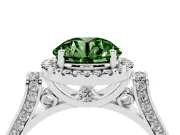 Round Pavé Halo Engagement Ring Setting for a Fancy Green Lab-Grown Diamond | Platinum