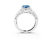 Round Floral Pavé Engagement Ring Setting for a Fancy Blue Lab-Grown Diamond | Platinum