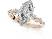 Marquise Solitaire Engagement Ring Setting | Graduated Scattered Accents | Rose Gold