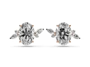 Oval Lab-Grown Diamond Nature Stud Earrings | Marquise Leaves | Rose Gold
