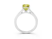 Fancy Yellow Princess Cut Diamond Solitaire Ring Set in Platinum with Cathedral Band and Prong Setting