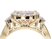 Cushion Cut Halo Engagement Ring Setting for a Fancy Pink Lab-Grown Diamond | Graduated Channel Band | Yellow Gold