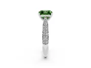 Asscher Cut Pavé Solitaire Engagement Ring Setting for a Fancy Green Lab-Grown Diamond | Multi-Row Shoulders | Platinum