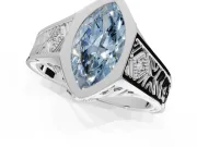 Marquise Bezel Engagement Ring Setting for a Fancy Blue Lab-Grown Diamond | Engraved Band | Platinum