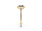 Asscher Cut Pavé Halo Engagement Ring Setting for a Black Center | Yellow Gold