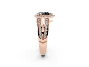 Pear-Shaped Halo Engagement Ring Setting for a Black Center | Two-Row Pavé Split Shank | Rose Gold