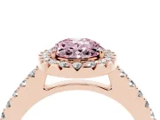 Oval Halo Engagement Ring Setting for a Fancy Pink Lab-Grown Diamond | Single Row Pavé Band | Rose Gold