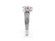 Fancy Pink Pear Cut Diamond Pavé Split Shank Solitaire Ring Set in Platinum with Prong Setting