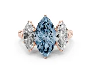 Marquise Three Stone Engagement Ring Setting for a Fancy Blue Lab-Grown Diamond | Braided Band | Rose Gold