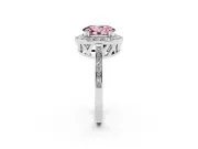 Oval Halo Engagement Ring Setting for a Fancy Pink Lab-Grown Diamond | Polished Halo Rim | Sterling Silver