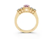 Pear-Shaped 5 Stone Engagement Ring Setting for a Fancy Pink Lab-Grown Diamond | Yellow Gold