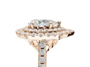 Pear-Shaped Lab-Grown Diamond Double Halo Statement Ring Set in Rose Gold with Pavé Band