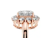 Radiant Cut Cluster Halo Engagement Ring Setting | Large Round Accents | Rose Gold