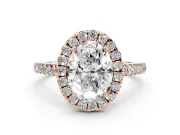 Oval Halo Engagement Ring Setting | Pave Shoulders | Rose Gold