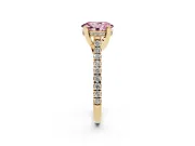 Oval Hidden Halo Pave Engagement Ring Setting for a Fancy Pink Lab-Grown Diamond | Claw Prongs | Yellow Gold
