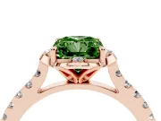 Radiant Cut Floral Petal Engagement Ring Setting for a Fancy Green Lab-Grown Diamond | Petal Accents | Rose Gold