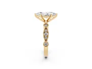 Marquise Vintage Milgrain Solitaire Engagement Ring Setting | Bezel Accents | Yellow Gold