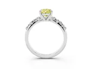 Fancy Yellow Pear Cut Diamond Solitaire Vine Band Ring Set in Silver with Round Accents and Prong Setting