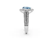 Fancy Blue Pear Cut Diamond Halo Engagement Ring Set in Silver with Split Shank and Prong Setting