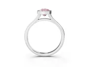 Fancy Pink Bezel Set Pear Cut Diamond Solitaire Ring Set in White gold with Tapered Band