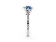 Heart-Shaped Hidden Halo Pave Engagement Ring Setting for a Fancy Blue Lab-Grown Diamond | Claw Prongs | White Gold