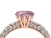 Heart-Shaped Multi Row Pave Engagement Ring Setting for a Fancy Pink Lab-Grown Diamond | Rose Gold