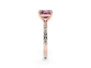 Asscher Cut Petite Pavé Solitaire Engagement Ring Setting for a Fancy Pink Lab-Grown Diamond | Slim Band | Rose Gold