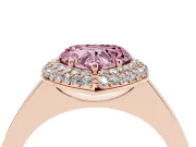 Fancy Pink Heart Cut Diamond Halo Engagement Ring Set in Rose gold with Solitaire Band and Prong Setting