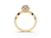 Marquise Milgrain Halo Engagement Ring Setting for a Fancy Pink Lab-Grown Diamond | Graduated Shoulders | Yellow Gold
