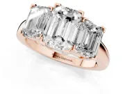 Emerald Cut Three Stone Engagement Ring Setting | Large Side Stones | Rose Gold